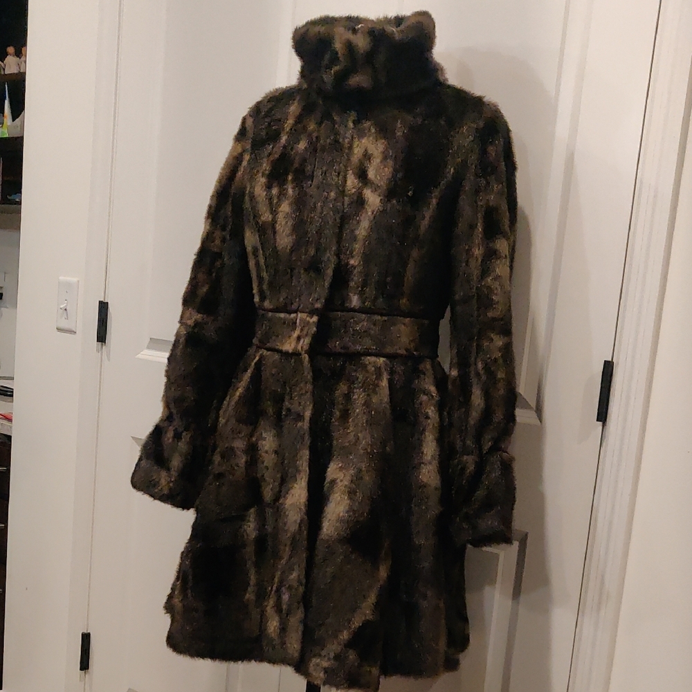 Laundry By Shelli Segal Dark Brown Faux Fur Imitation Mink Fur Outdoors Y2K Retr